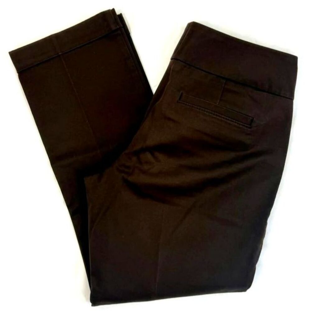 The Limited Drew Fit Dark Brown Straight Leg Cropped Dress Pants Size 4